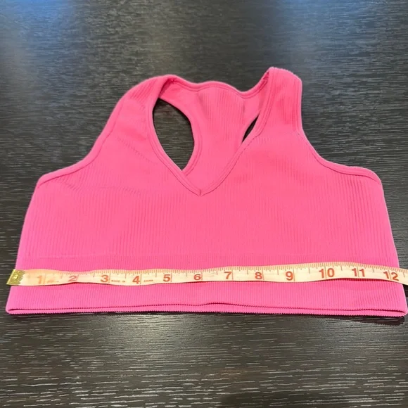 Pink ribbed Sports Bra and Shorts Set - Picture 3 of 8